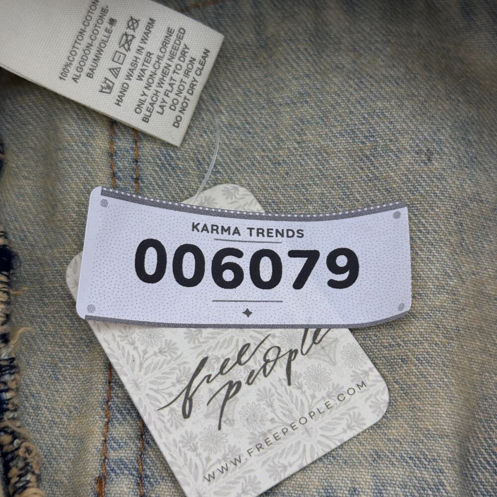 Free People Cadet Hat Womens Washed Denim Boho Western Leather Band Y2K 90s NEW - Picture 8 of 8